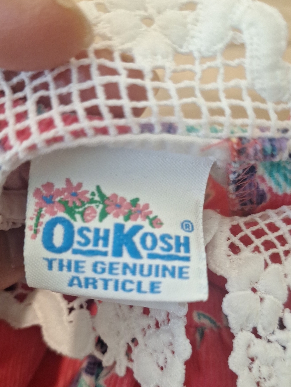 Vintage OshKosh B'gosh The Genuine Article Coral Floral Corduroy Dress 18 mos - Picture 6 of 8